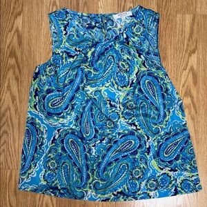 Kasper Blue and Green Paisley Blouse